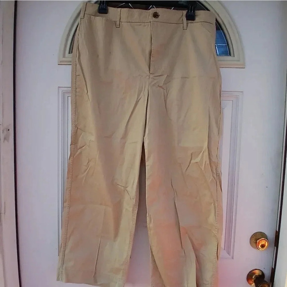 NWT CHICOS 2.5 (US14) WIDE LEG CROPPED PREPPY CASUAL TAN PANTS W/ POCKETS BOHO​ - Picture 2 of 6